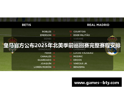 皇马官方公布2025年北美季前巡回赛完整赛程安排